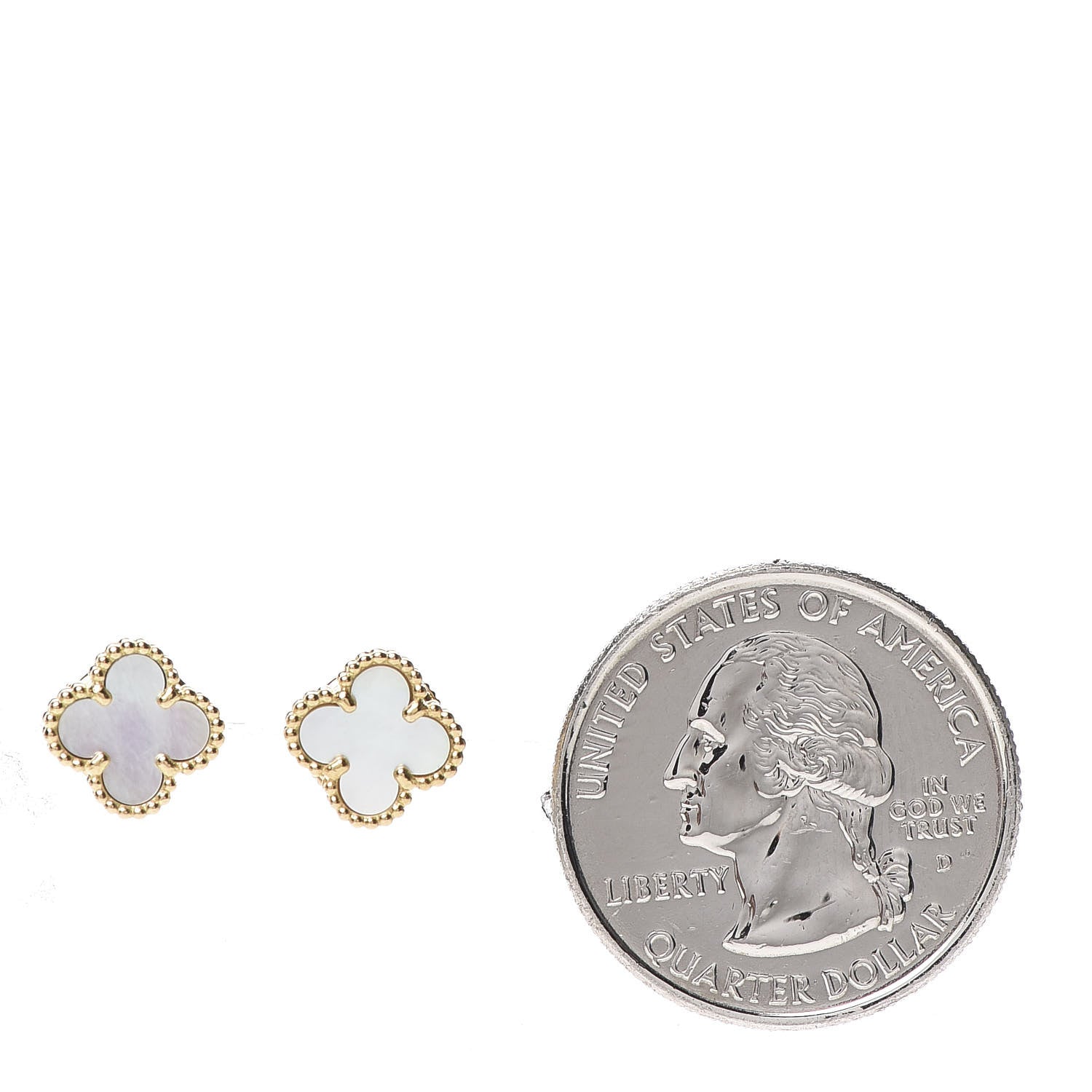 Van Cleef & Arpels 18K Yellow Gold Mother of Pearl Sweet Alhambra Earrings 2 of 5