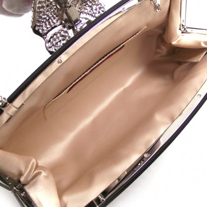 Valentino Garavani Satin Jeweled Crystal Flower Clutch 6 of 7