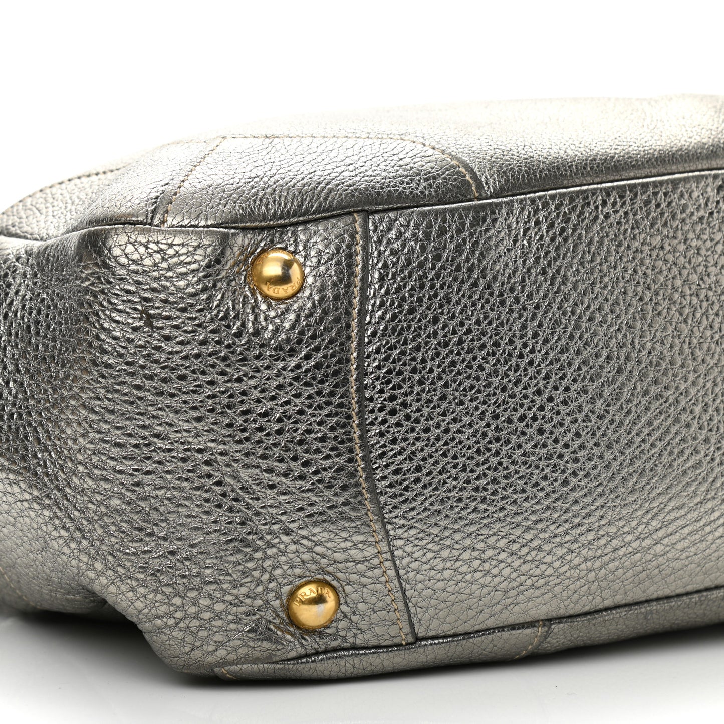Metallic Vitello Daino Side Pocket Tote Bag Acciaio