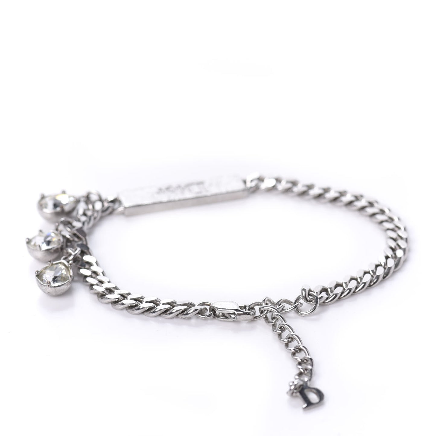 Metal Crystal Logo Bracelet Silver