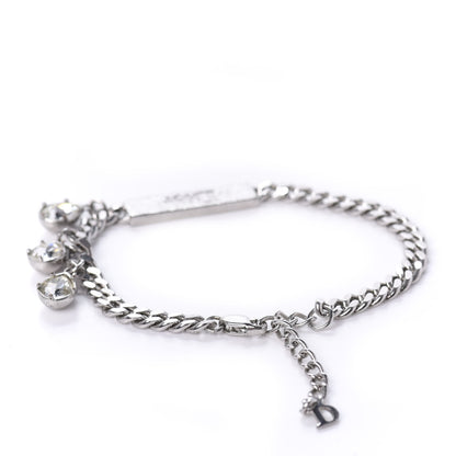 Christian Dior Metal Crystal Logo Bracelet Silver 3 of 6