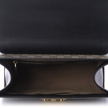 Gucci GG Supreme Monogram Calfskin Small Padlock Top Handle Bag Beige Black Cuir 5 of 9