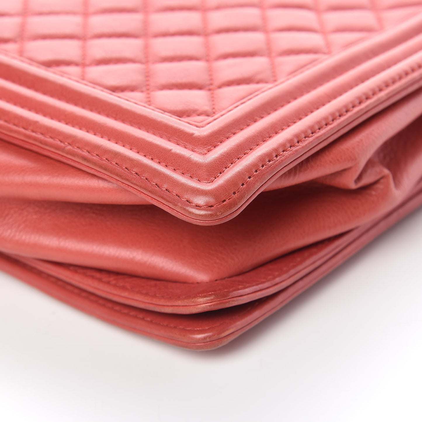 Calfskin Quilted Large Boy Flap Red