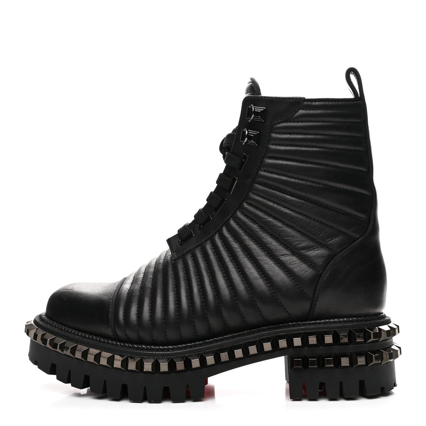 Calfskin Quilted Yetota Combat Boots 37 Black