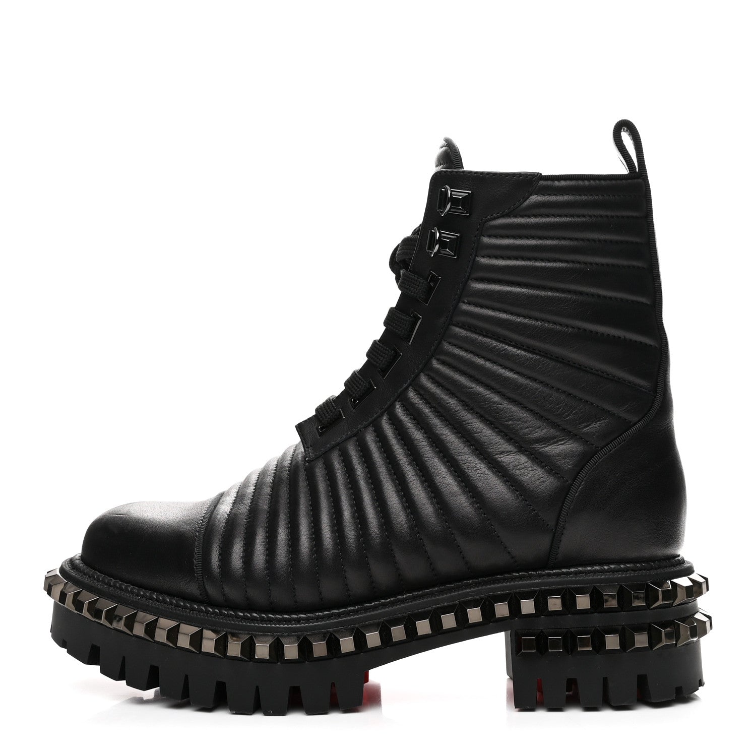 Christian Louboutin Calfskin Quilted Yetota Combat Boots 37 Black 1 of 8
