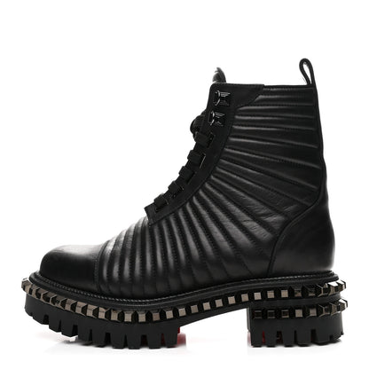 Christian Louboutin Calfskin Quilted Yetota Combat Boots 37 Black 1 of 8