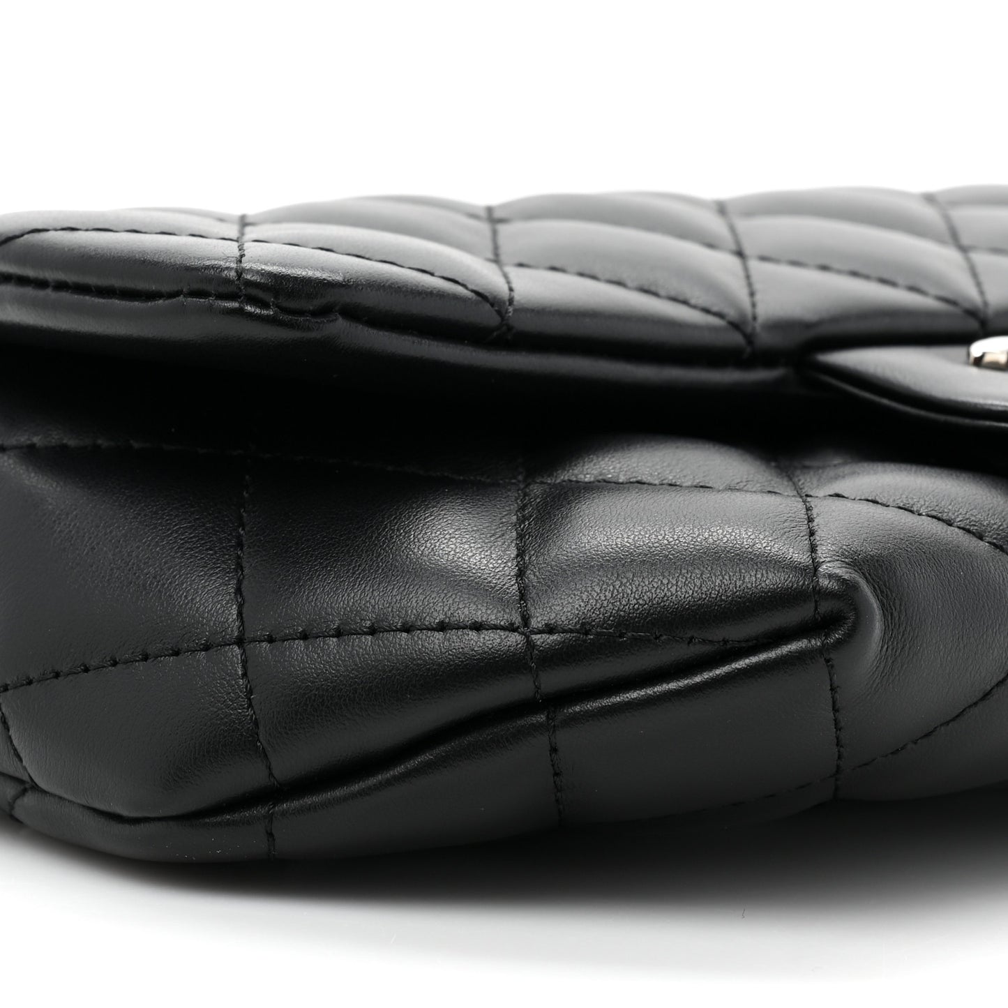 Calfskin Quilted CC Uniform Flap Belt Bag Black