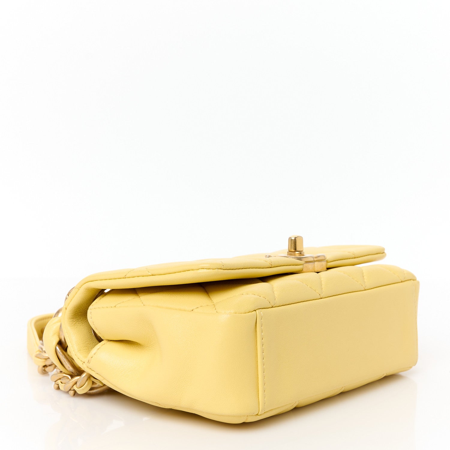 Chanel Shiny Lambskin Small Chain Is More Flap Yellow 4 of 10