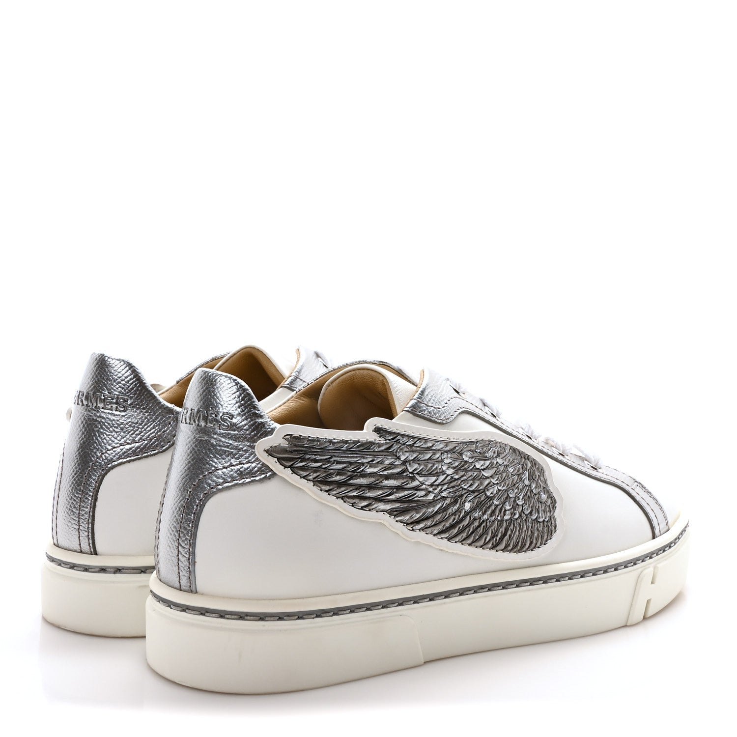 Hermes Calfskin Epsom Womens Velvet Sneakers 36 White Silver 5 of 9