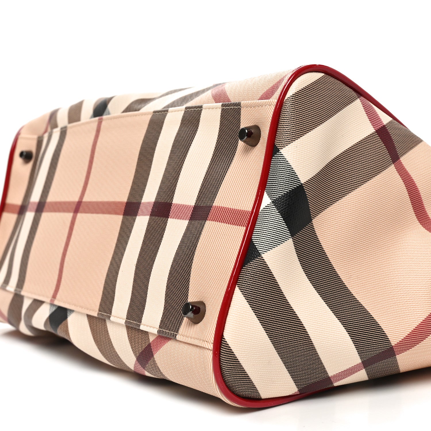 Burberry Patent Nova Check Medium Melbury Tote Red 1893431