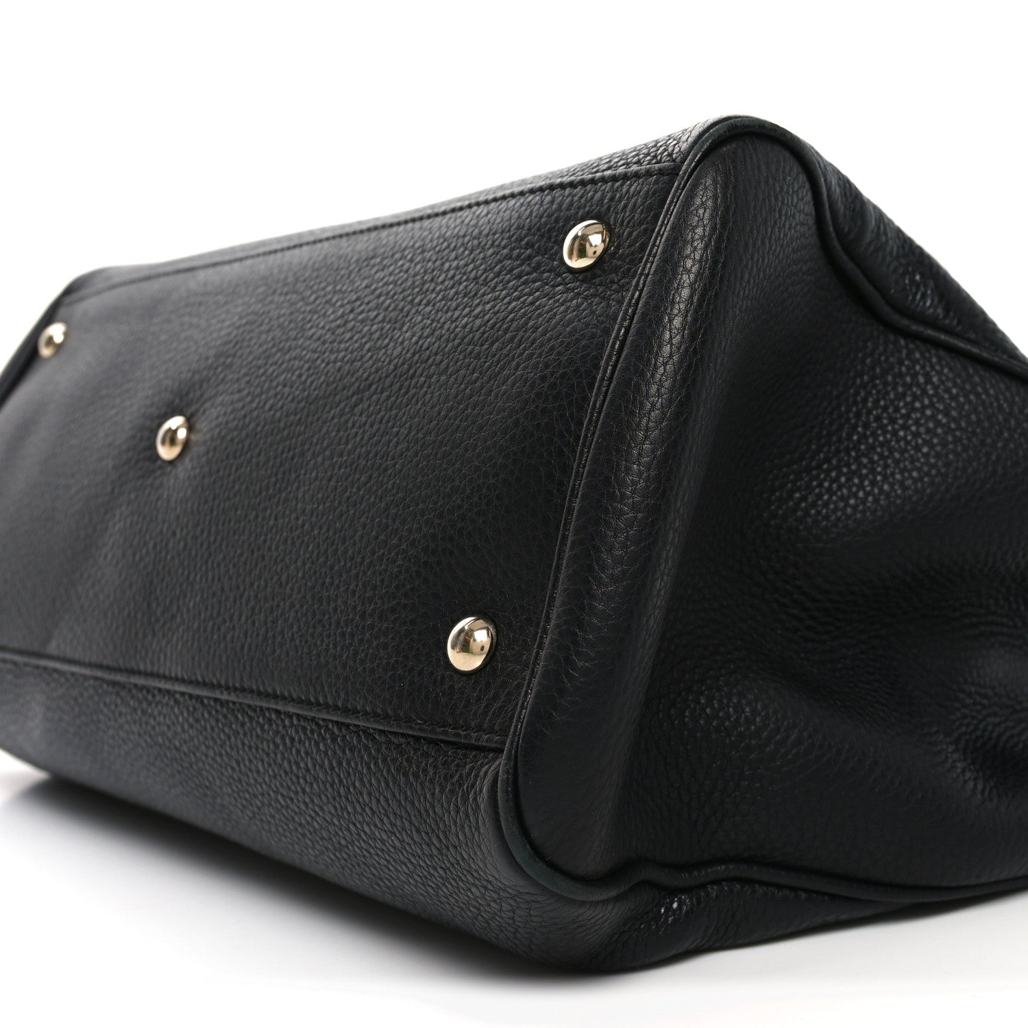Gucci Pebbled Calfskin Medium Bamboo Shopper Tote Black 10 of 11
