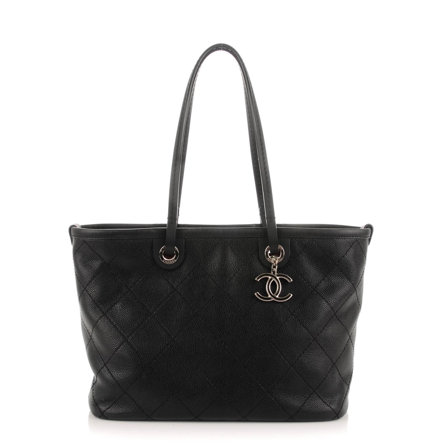 Grained Calfskin Shopping Fever Tote Black