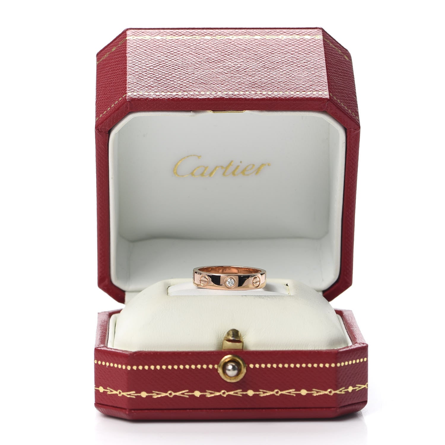 Cartier 18K Pink Gold Diamond 4mm LOVE Wedding Band Ring 49 4.75 5 of 5