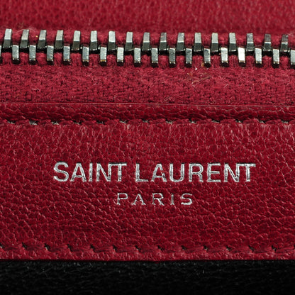 Saint Laurent Sheepskin Matelasse Chevron Large Monogram Satchel Red 7 of 12