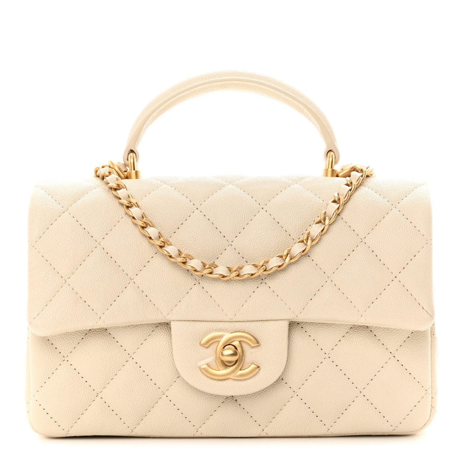 Chanel Caviar Quilted Mini Top Handle Rectangular Flap Beige 1 of 11