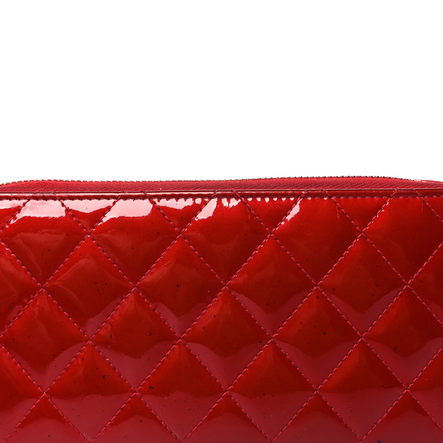 Chanel Patent Quilted Brilliant Zip Around Wallet Red 1743472