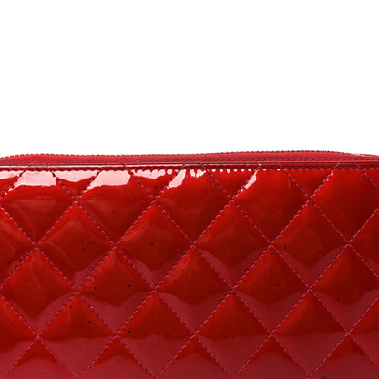 Chanel Patent Quilted Brilliant Zip Around Wallet Red 15 of 15