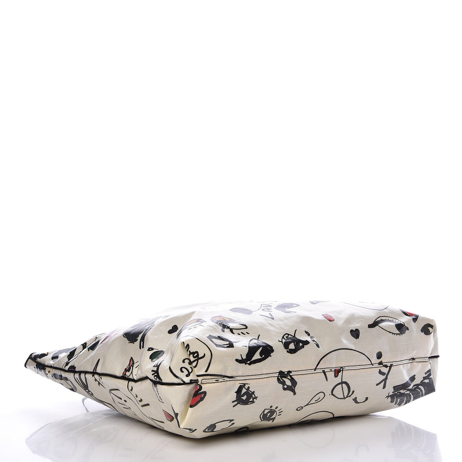 Lanvin Canvas Face Printed Shopper Tote Black White 4 of 12
