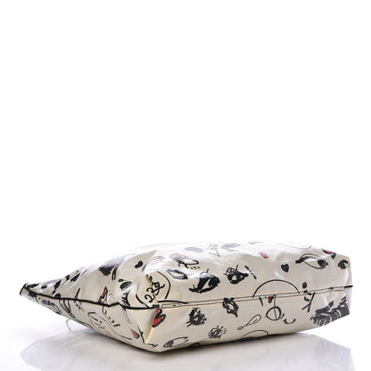 Lanvin Canvas Face Printed Shopper Tote Black White 4 of 12