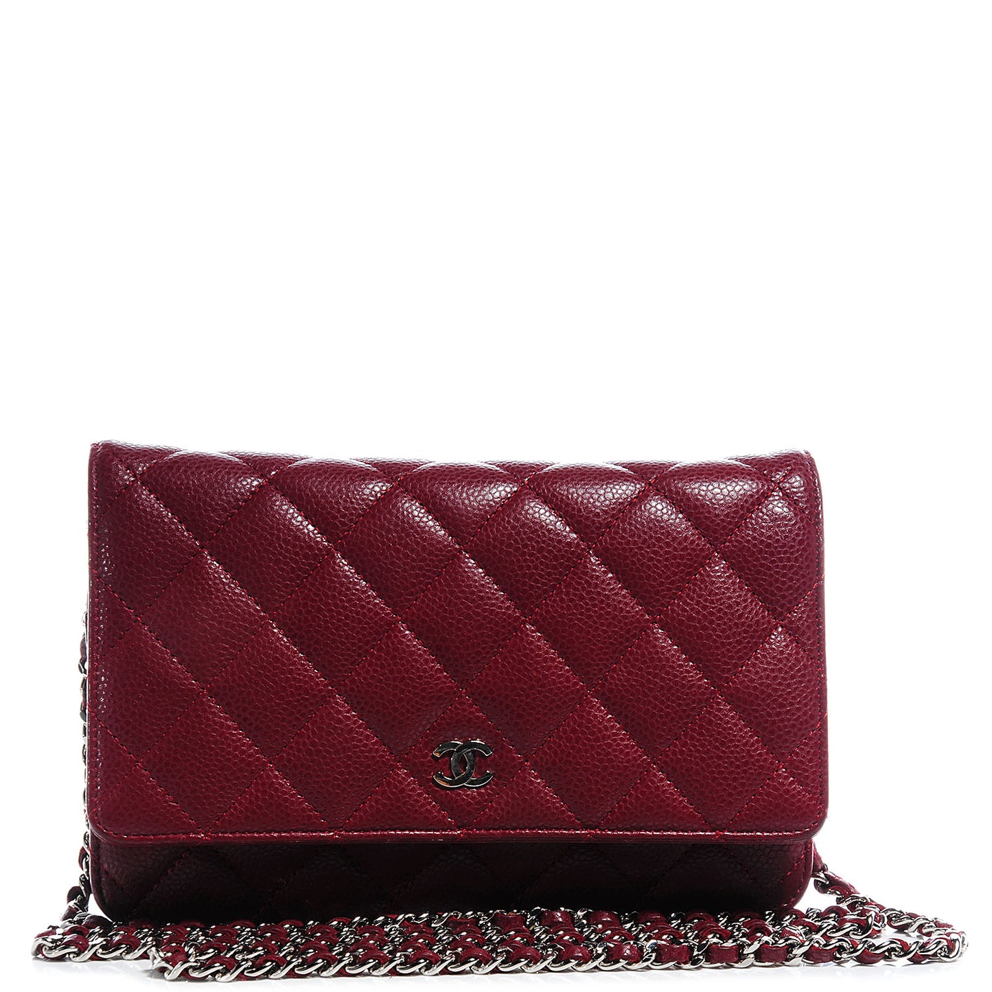 Caviar Quilted Wallet on Chain WOC Red