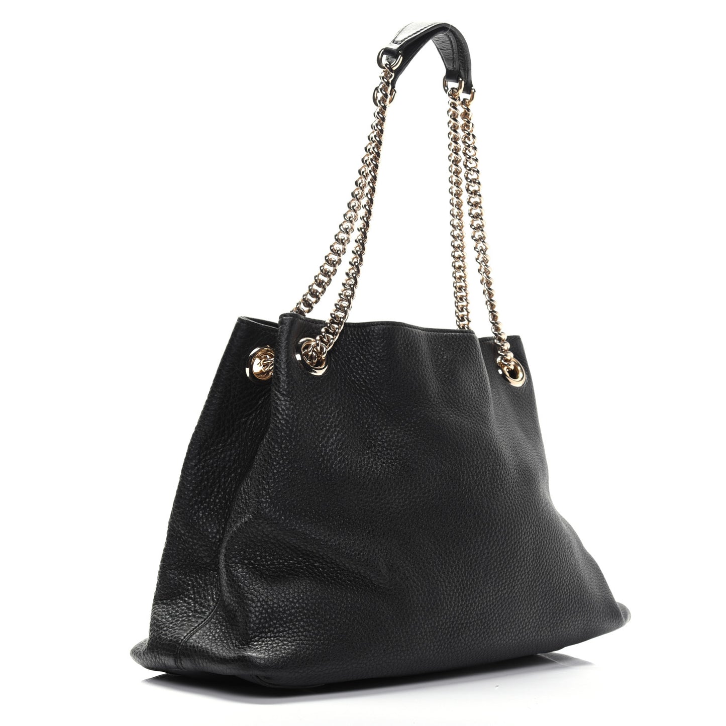 Pebbled Calfskin Medium Soho Chain Shoulder Bag Black