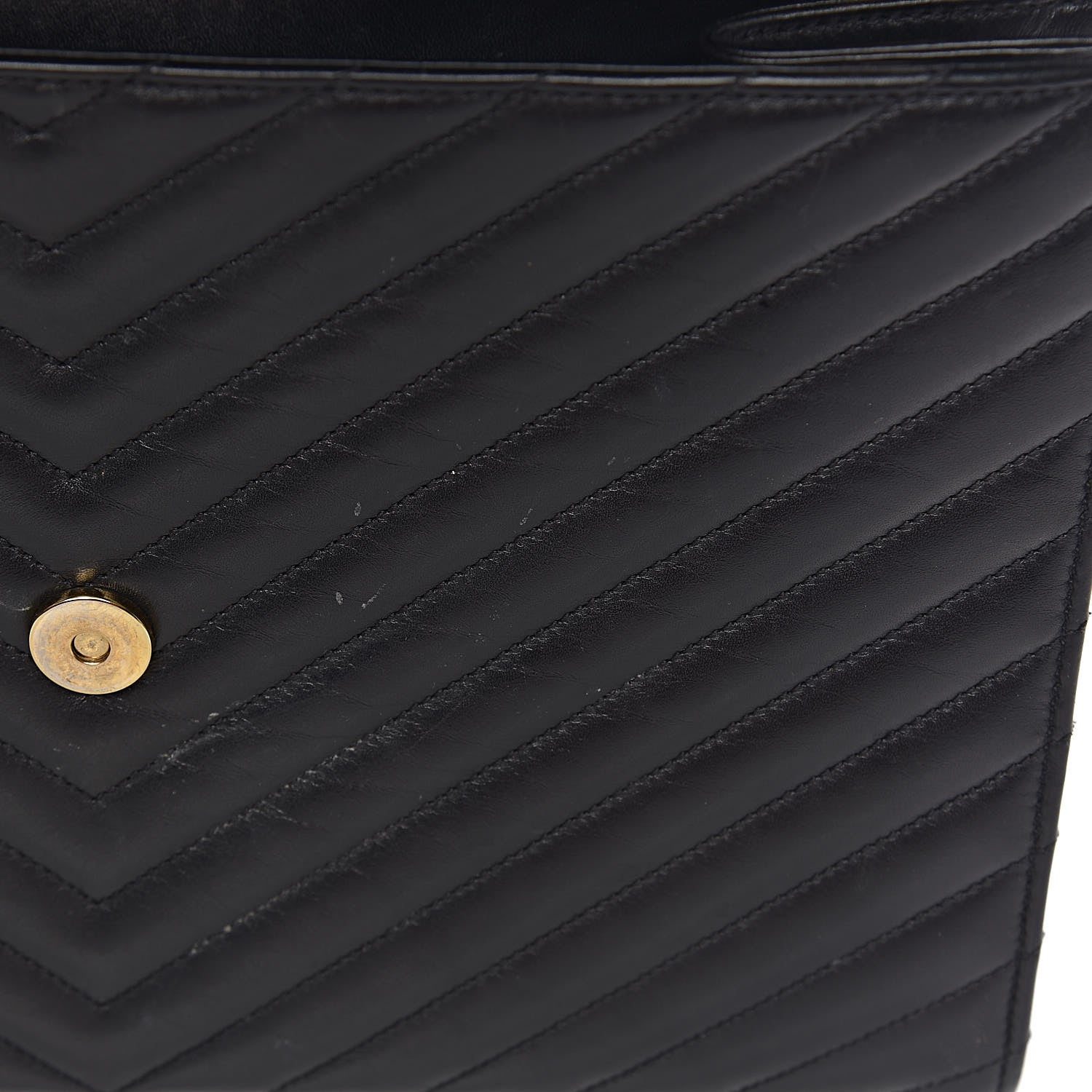 Saint Laurent Smooth Calfskin Matelasse Chevron Large Monogram Satchel Black 14 of 23