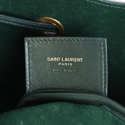 Saint Laurent Calfskin Medium Paris VII Flat Hobo New Vert Fonce 7 of 10