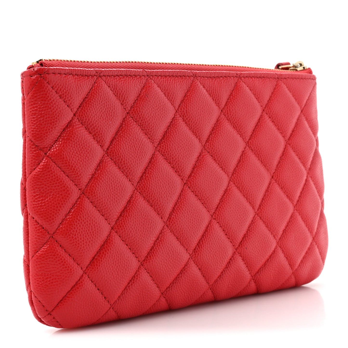 Shiny Caviar Quilted Cosmetic Case Red