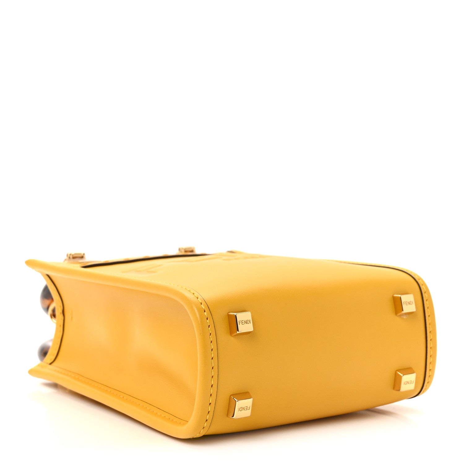 Fendi Vitello King Plexiglass Logo Embossed Mini Fendi Sunshine Shopper Tote Mimosa 4 of 9