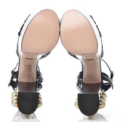 Gucci Malaga Kid Pearl Knot Platform Sandals 39.5 Black 7 of 13