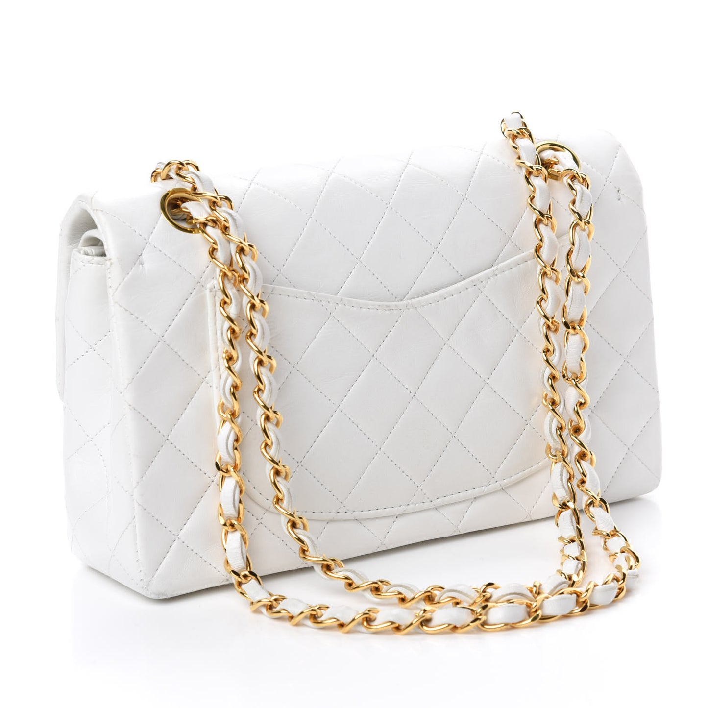 Lambskin Quilted Small Double Flap White