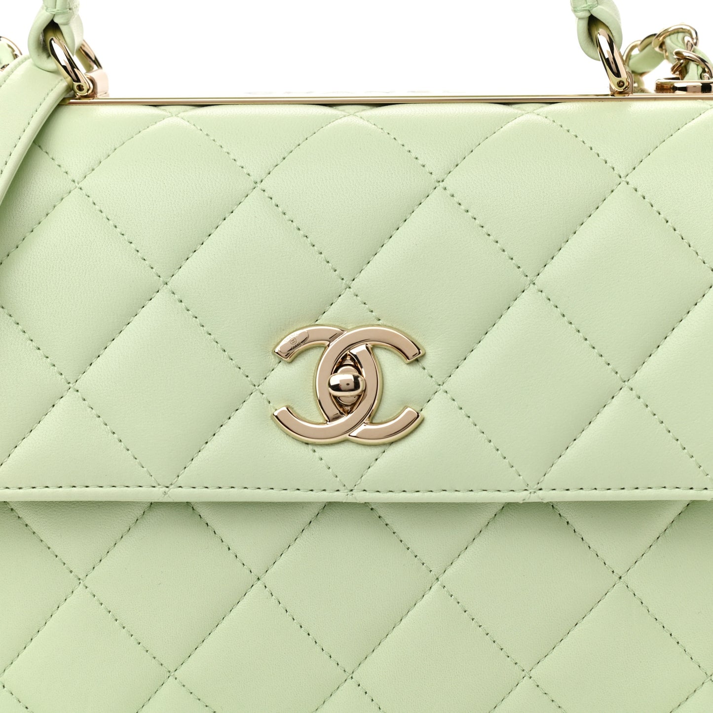 Lambskin Quilted Small Trendy CC Flap Dual Handle Bag Sea Green