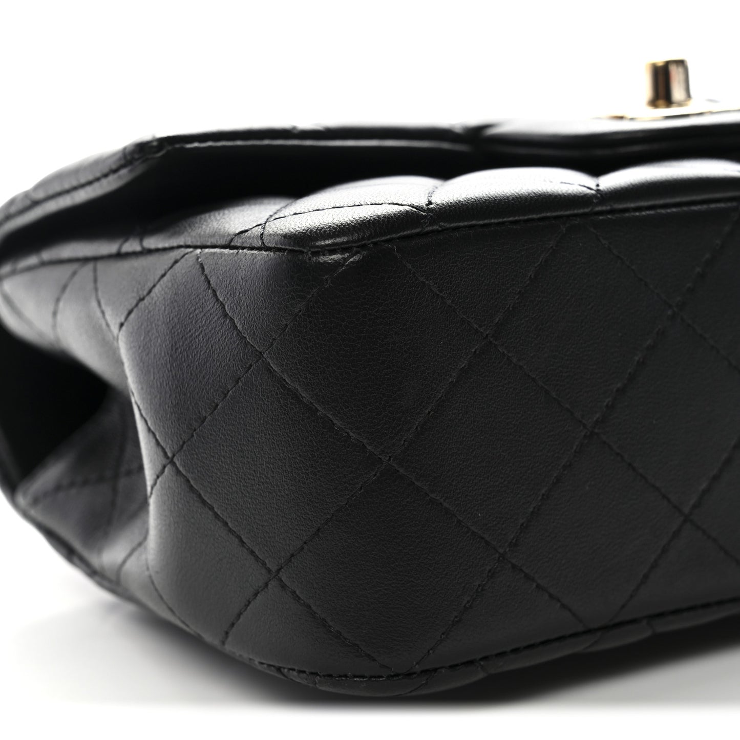 Lambskin Quilted Mini Top Handle Rectangular Flap Black