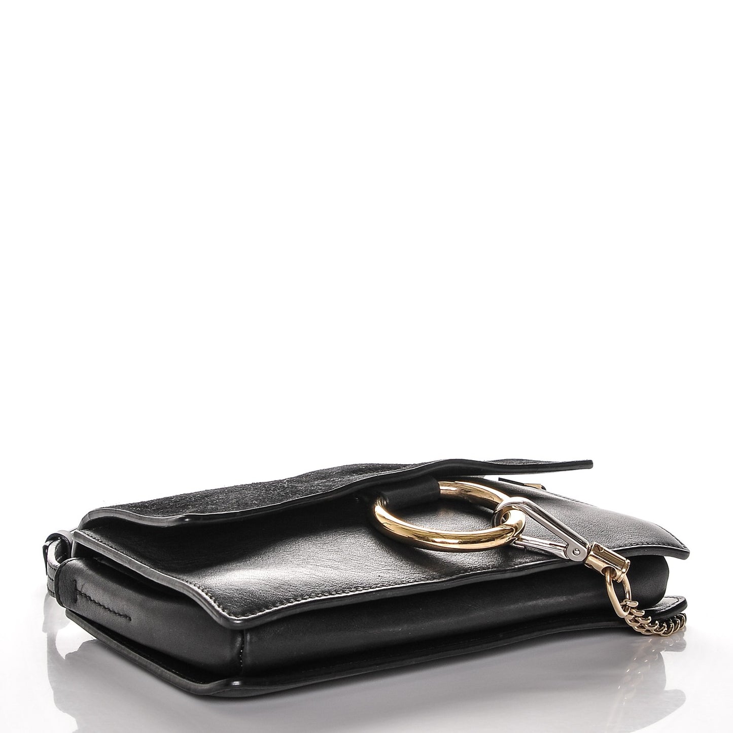 Suede Calfskin Small Faye Shoulder Bag Black