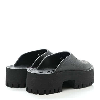 Gucci Rubber GG Monogram Perforated Elea Platform 55mm Lug Sole Sandals 38 Black 4 of 7