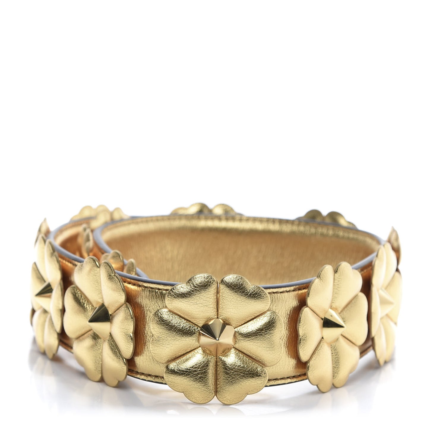 Vitello Catalan Mirror Flowerland Studded Strap You Gold