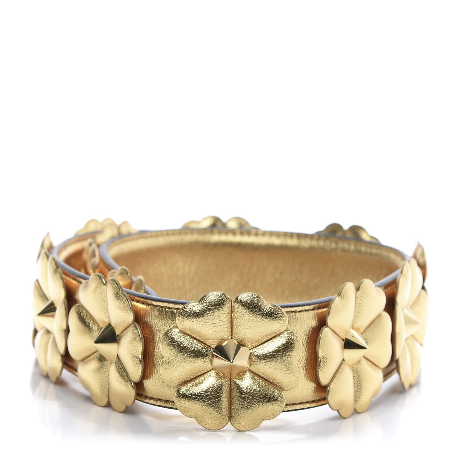 Fendi Vitello Catalan Mirror Flowerland Studded Strap You Gold 2 of 5