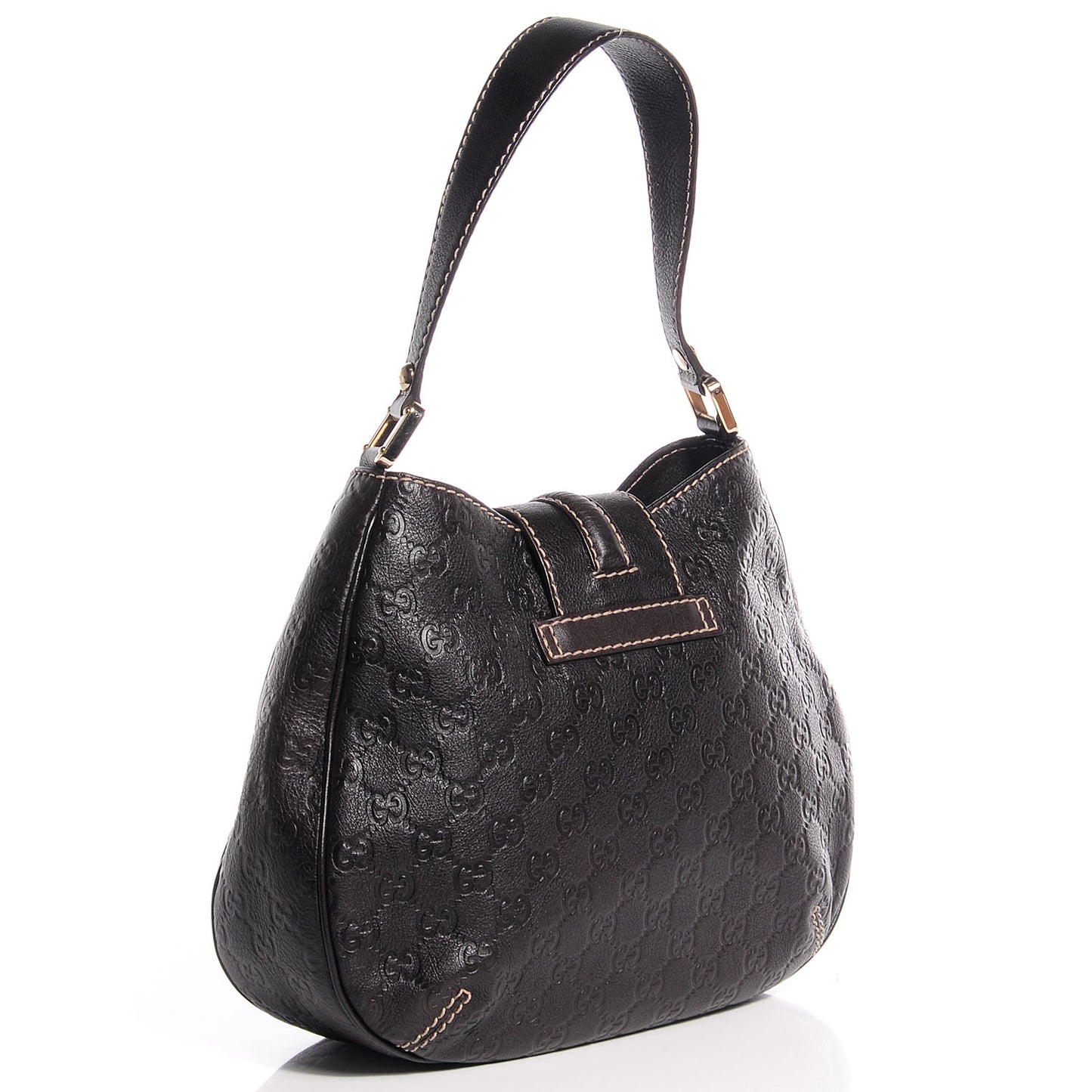 Guccissima Medium New Ladies Web Hobo Dark Brown