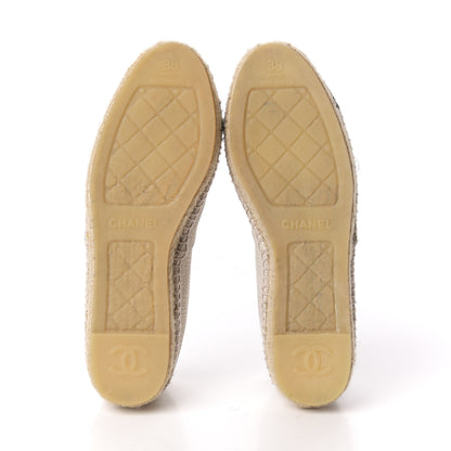 Chanel Crackled Calfskin Espadrilles 38 Beige Black 5 of 9
