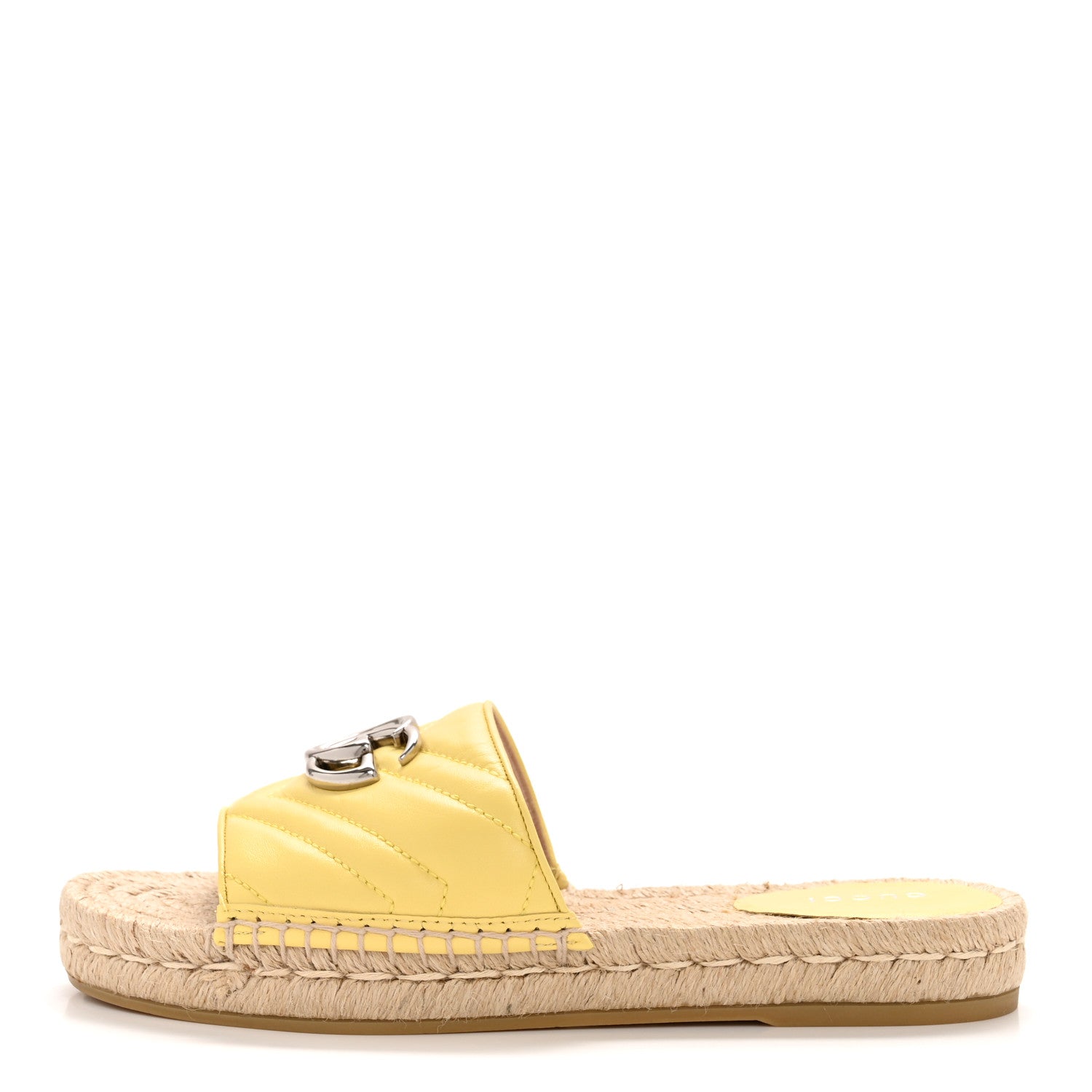 Gucci Nappa Matelasse GG Marmont Espadrille Slide Sandals 37.5 Yellow 1 of 10