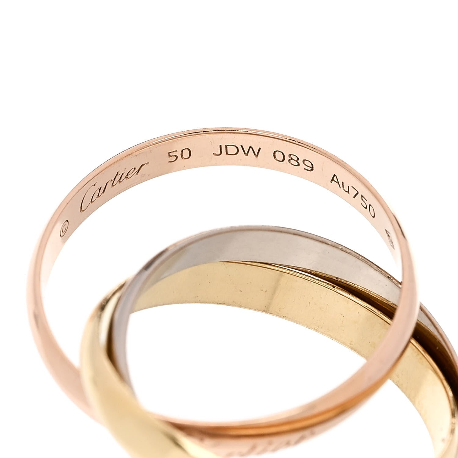 Cartier 18K Pink Yellow White Gold Small Trinity Ring 50 5.25 4 of 5