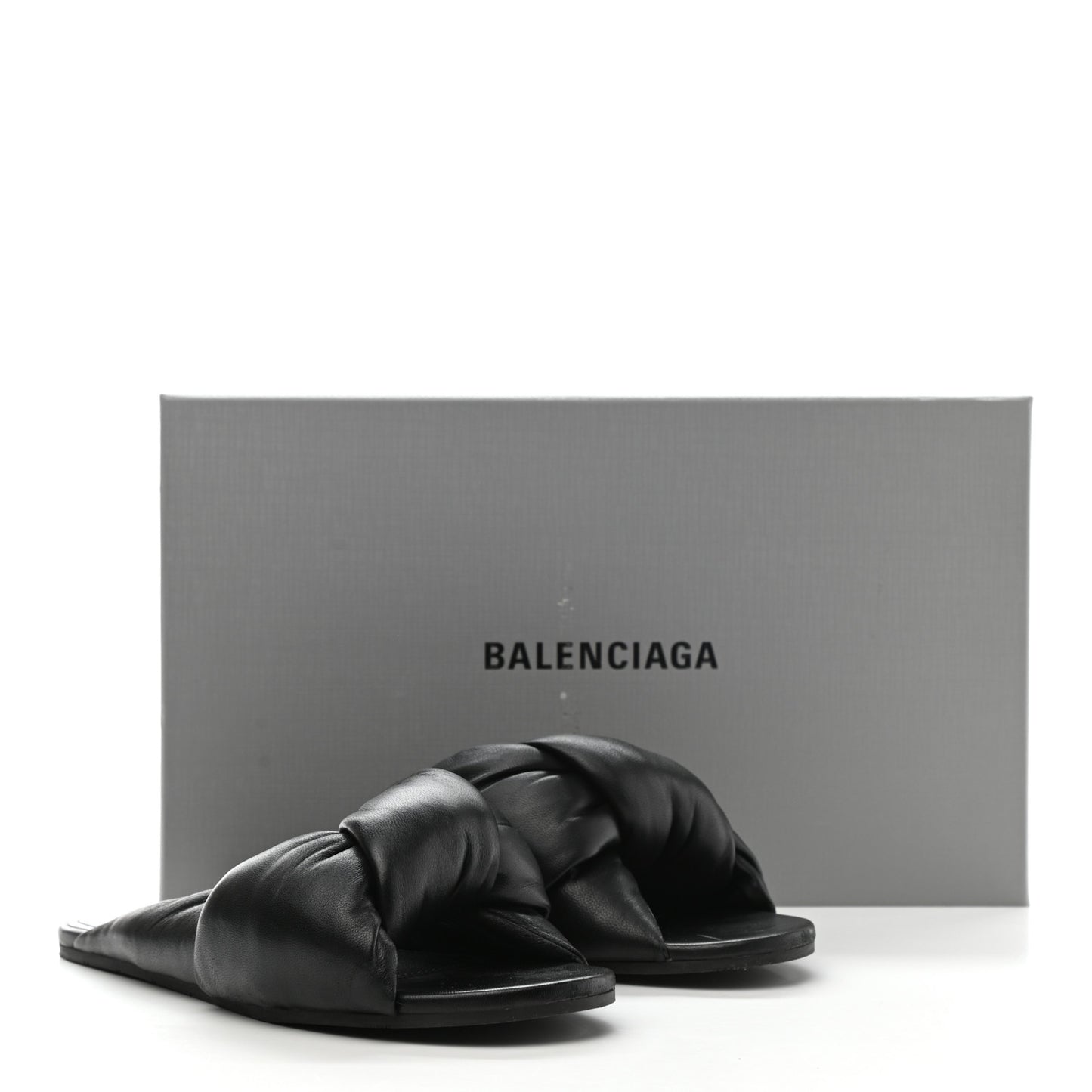 Lambskin Drapy Slide Sandals 37 Black
