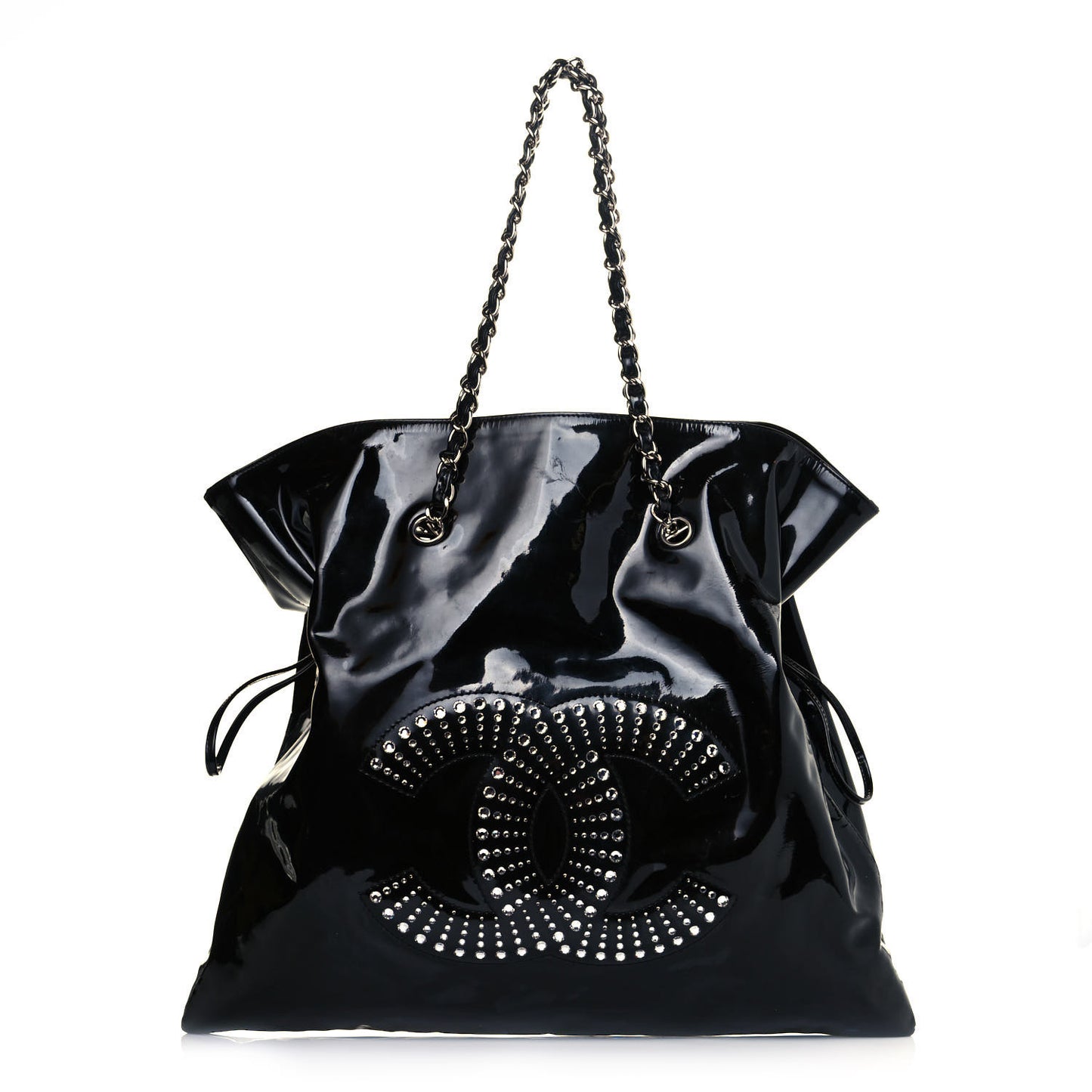 Patent Crystal Strass Bonbons Tote Black