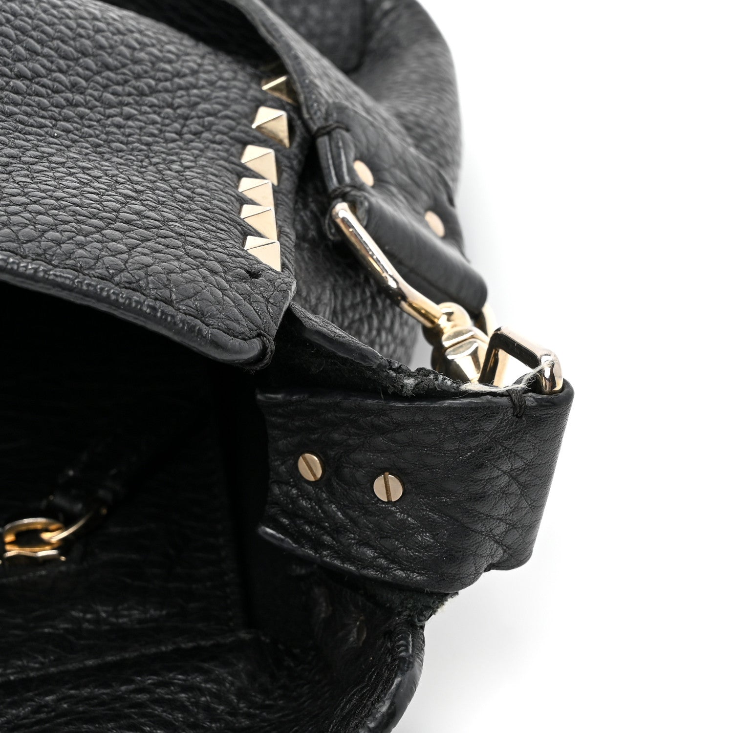 Valentino Garavani Pebbled Calfskin Small Rockstud Flip-Lock Messenger Bag Black 13 of 17