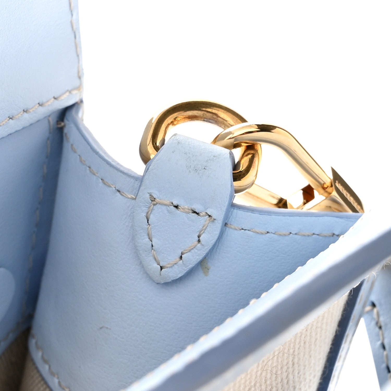 Burberry Canvas Smooth Calfskin Two Tone Mini Pocket Bag Natural Pale Blue 12 of 14