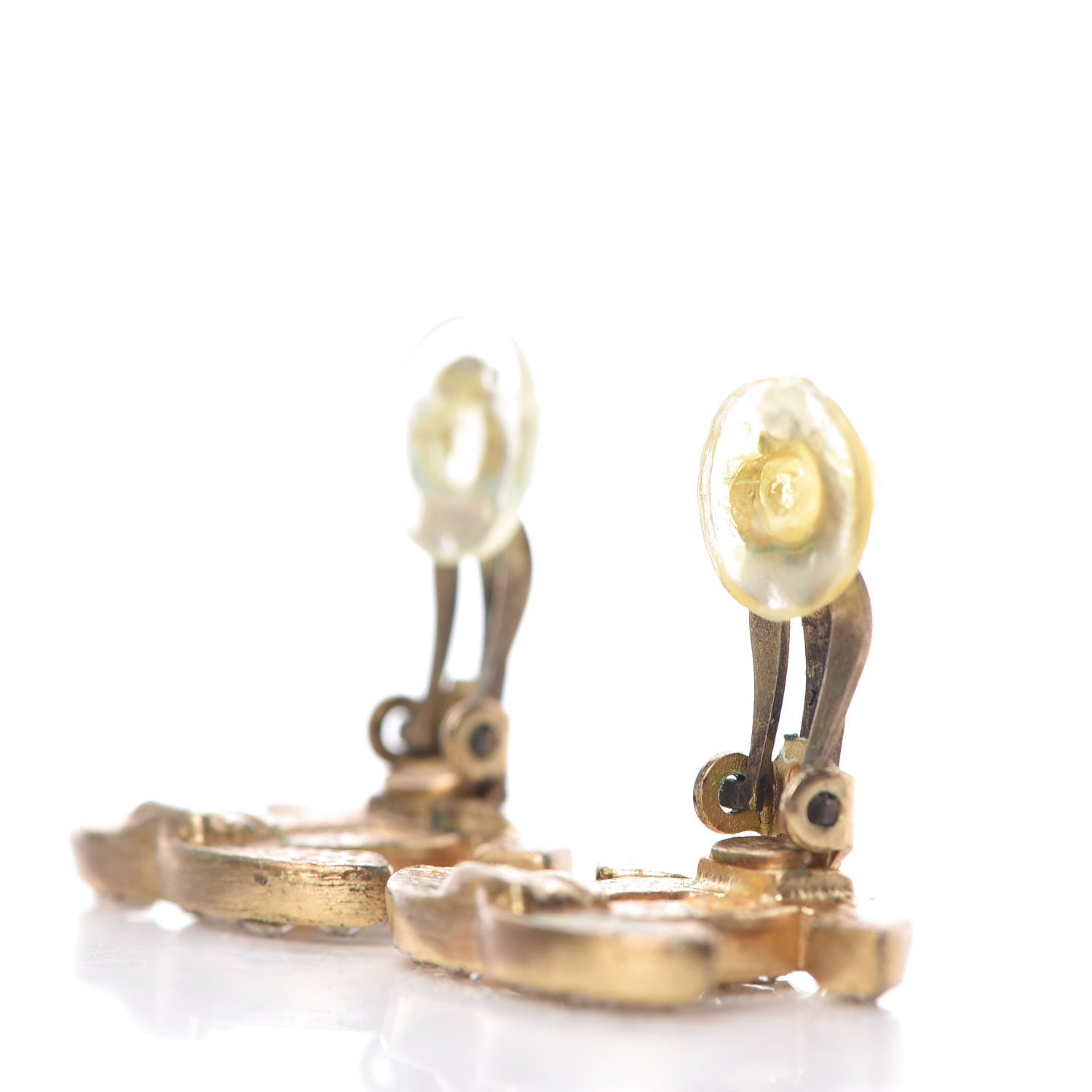 Chanel CC Crystal Clip On Earrings Gold 3 of 4