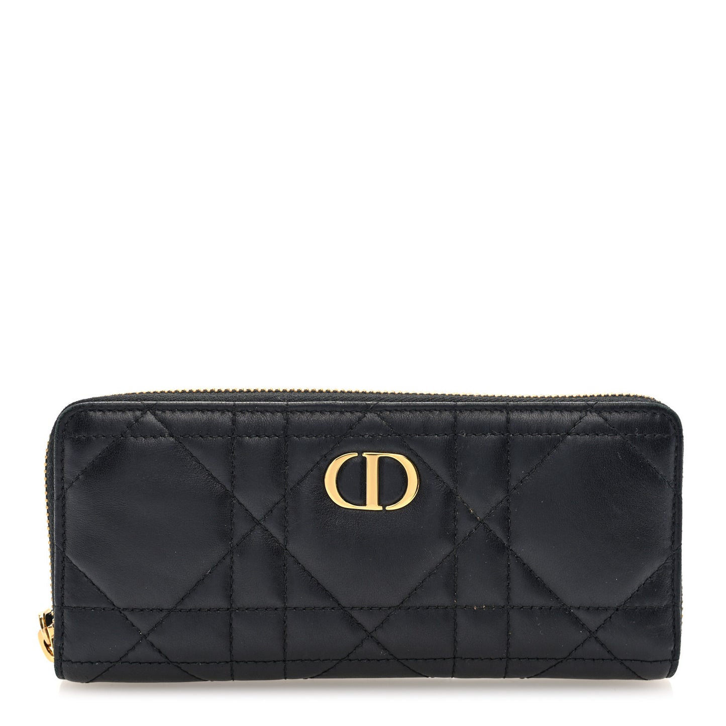 Lambskin Macrocannage Miss Caro Voyageur Slim Wallet Black