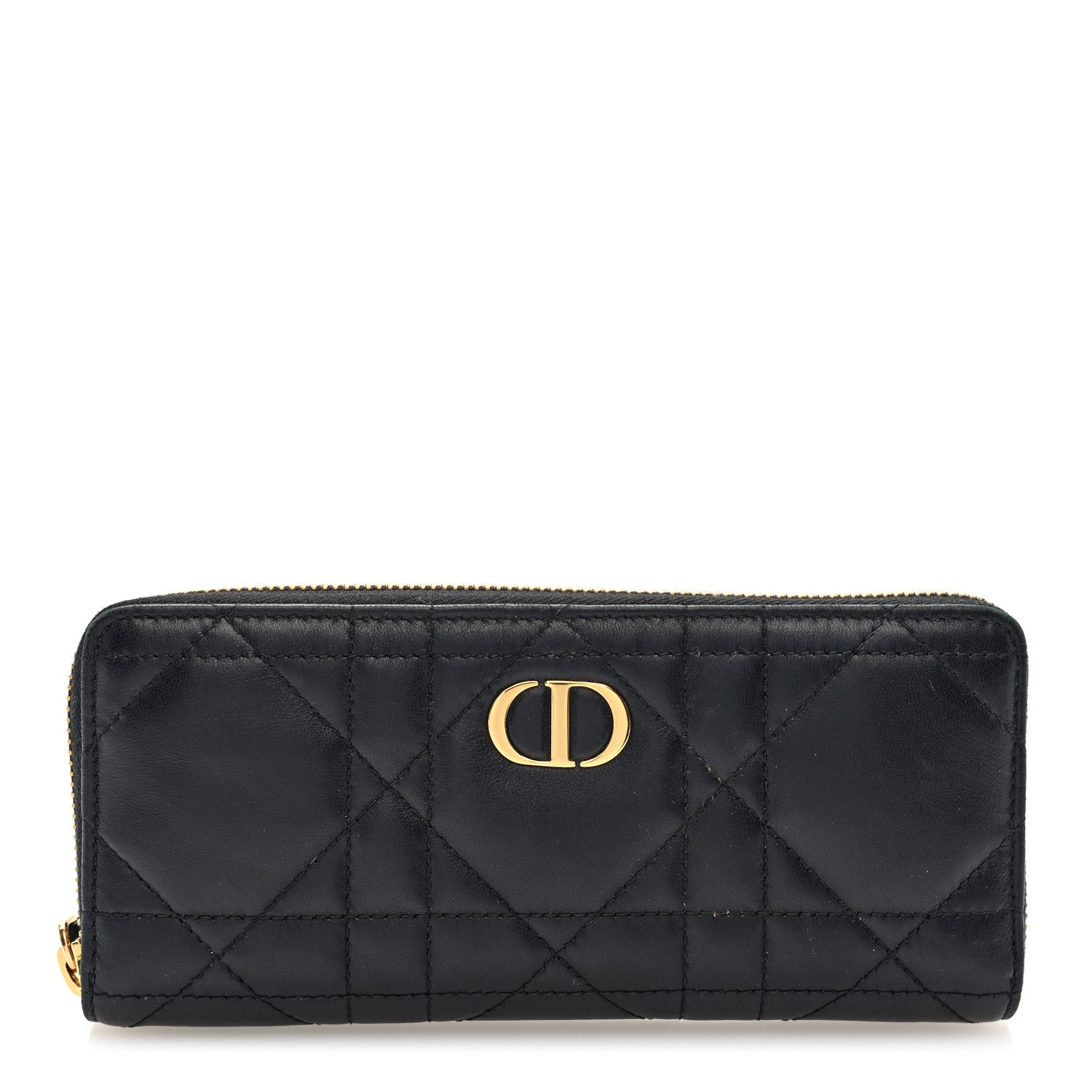 Christian Dior Lambskin Macrocannage Miss Caro Voyageur Slim Wallet Black 1 of 7