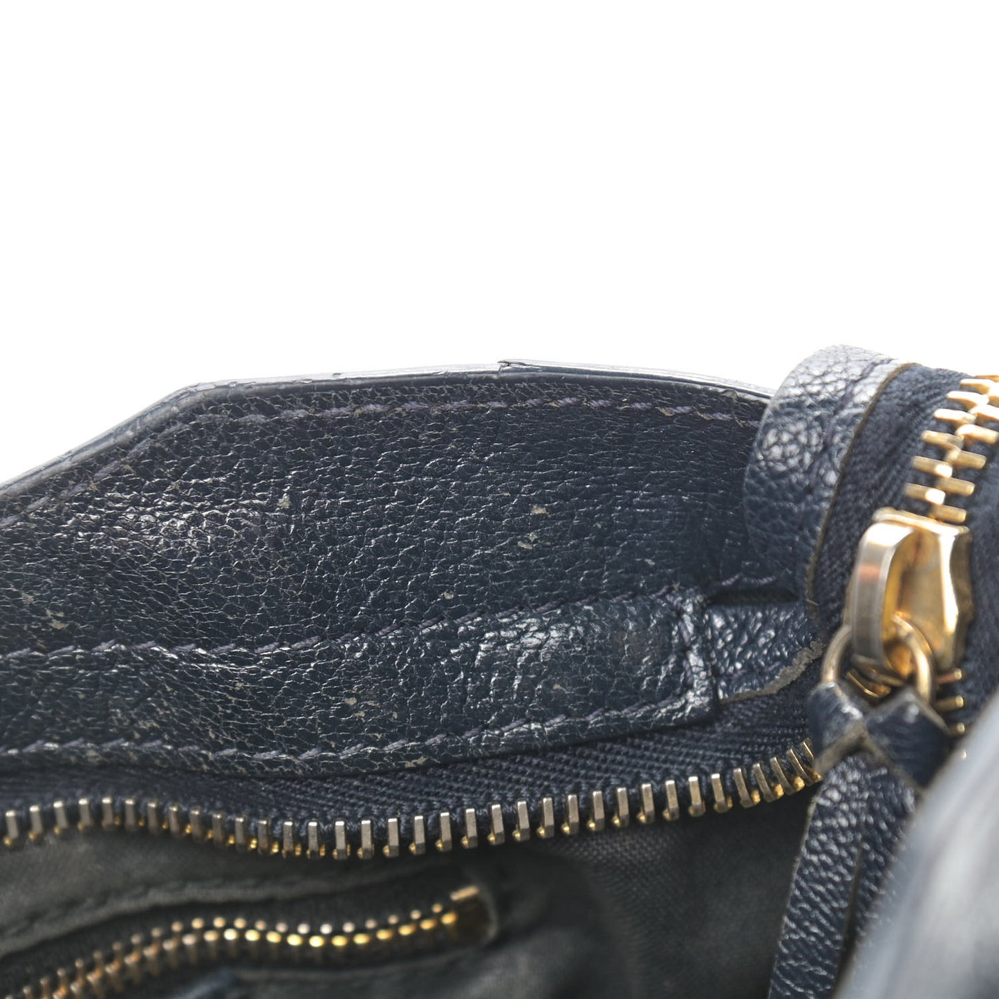 Chevre Gold Metallic Edge Hardware Mini City Bleu Nuit Dark Sea