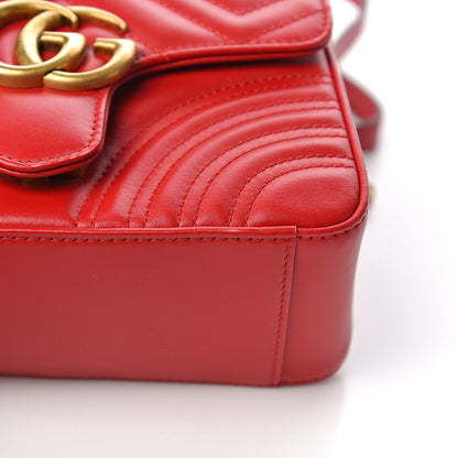 Gucci Calfskin Matelasse Mini GG Marmont Top Handle Shoulder Bag Hibiscus Red 10 of 12